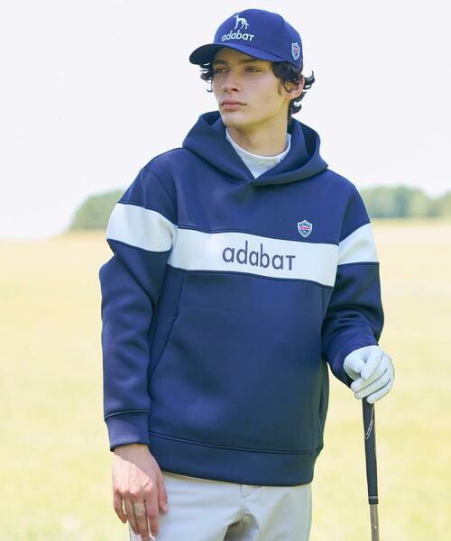 adabat / アダバット パーカー | 【新レーベル ADABAT NAVY】ブロッキングラインロゴフーディー | 詳細8