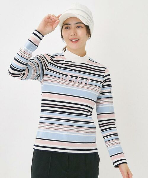 adabat / アダバット カットソー | 【吸湿発熱】マルチボーダー長袖モックネックT | 詳細1