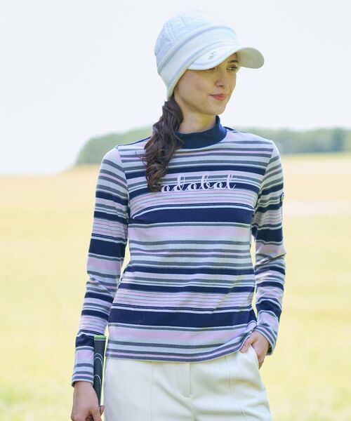 adabat / アダバット カットソー | 【吸湿発熱】マルチボーダー長袖モックネックT | 詳細20