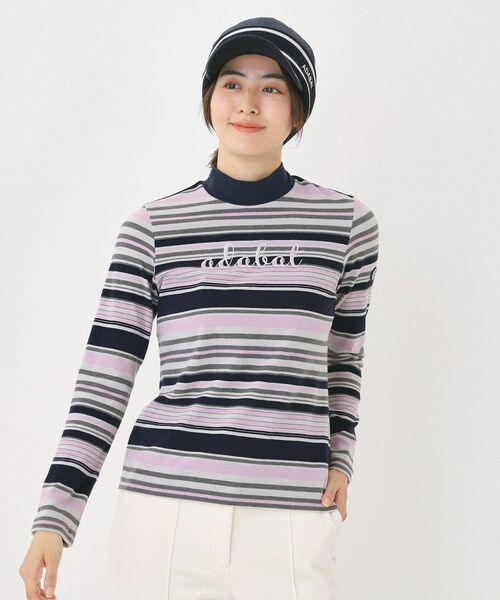 adabat / アダバット カットソー | 【吸湿発熱】マルチボーダー長袖モックネックT | 詳細8