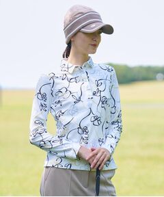 adabat / アダバット ポロシャツ | 裏起毛ドローイングフラワー長袖ポロシャツ