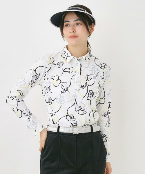 adabat / アダバット ポロシャツ | 裏起毛ドローイングフラワー長袖ポロシャツ | 詳細1