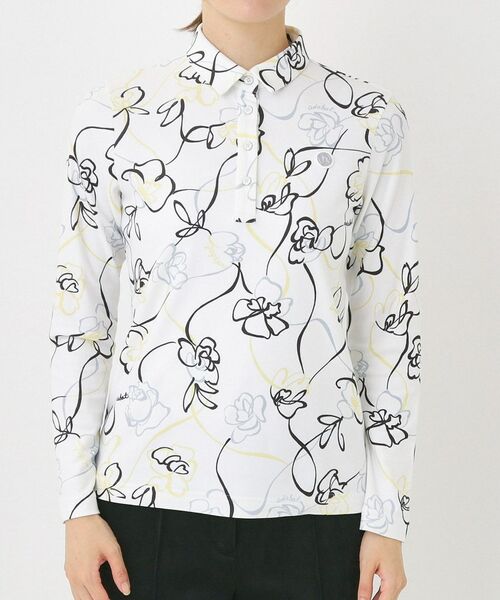 adabat / アダバット ポロシャツ | 裏起毛ドローイングフラワー長袖ポロシャツ | 詳細12