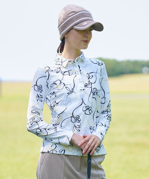 adabat / アダバット ポロシャツ | 裏起毛ドローイングフラワー長袖ポロシャツ | 詳細19