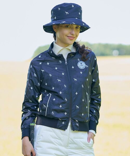 adabat / アダバット レザーブルゾン・ジャケット | 【ADABAT NAVY】エンブロイダリーモノグラムジップブルゾン | 詳細1