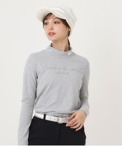 メランジボーダーモックネックT