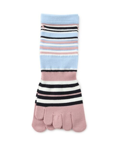 adabat / アダバット ソックス | 5本指ボーダーウォームソックス（ホワイト(301)）