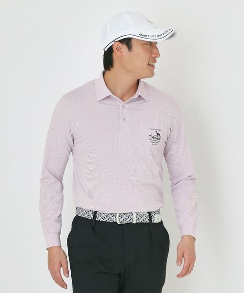 adabat / アダバット ポロシャツ | シャンブレーストライプ長袖ポロシャツ（パープル(382)）