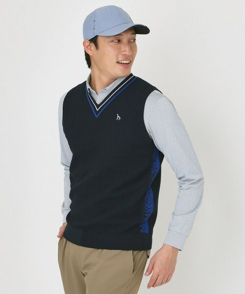 adabat / アダバット ベスト | Vネックガーターニットベスト（ネイビー(094)）
