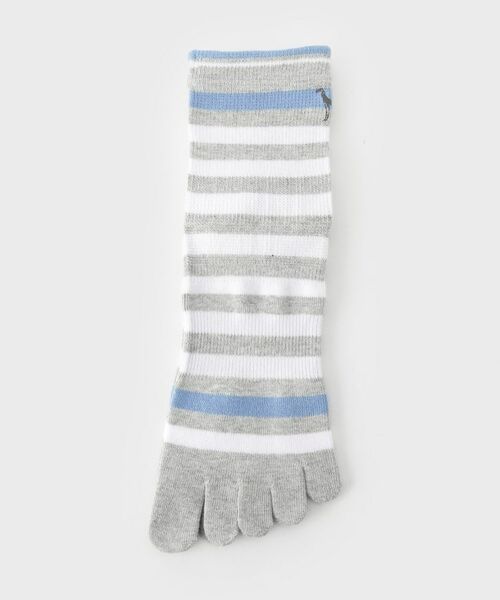 adabat / アダバット ソックス | 5本指ボーダーショートソックス（ライトグレー(310)）