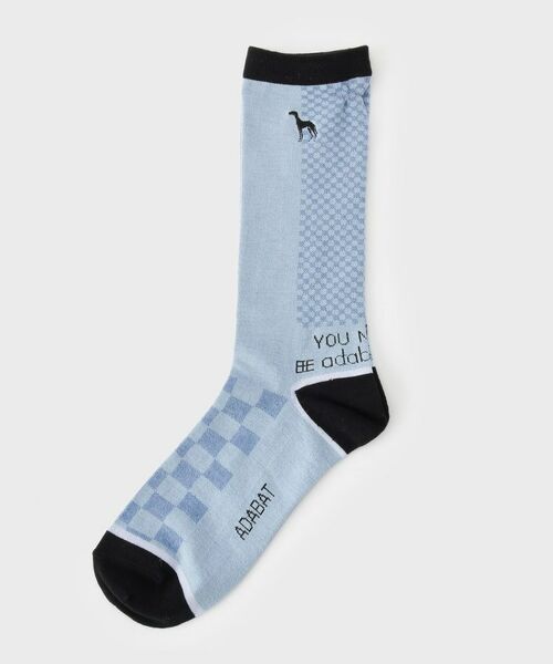 adabat / アダバット ソックス | ブロックジャカードレギュラーソックス（サックスブルー(090)）