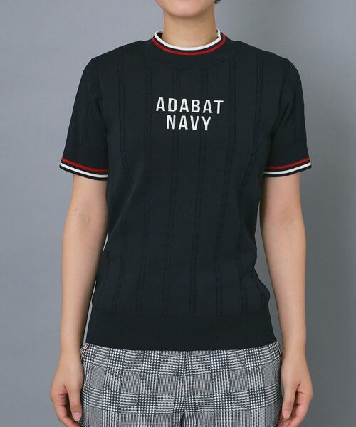 adabat / アダバット ニット・セーター | 【ADABAT NAVY】ケーブルストライプ半袖モックニット | 詳細5