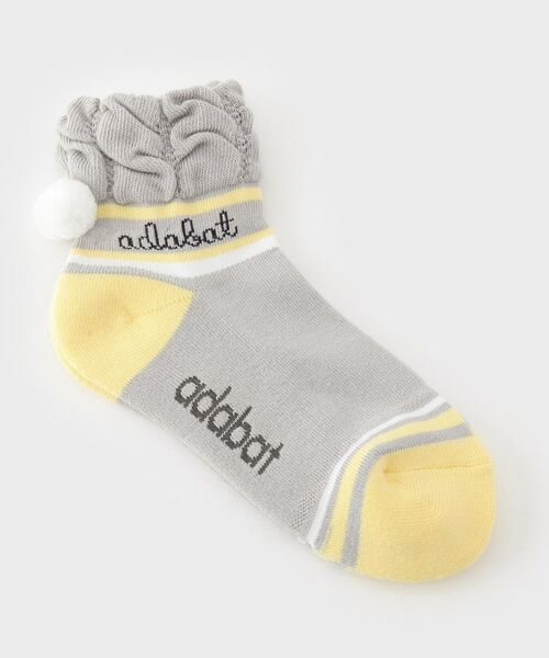adabat / アダバット ソックス | ボーダーフレンチショートソックス（ライトグレー(011)）