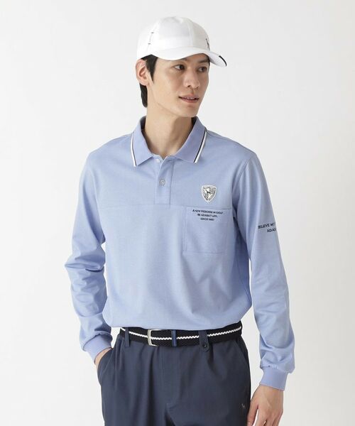 adabat / アダバット ポロシャツ | ハイゲージカノコインレイ長袖ポロシャツ（ブルー(091)）