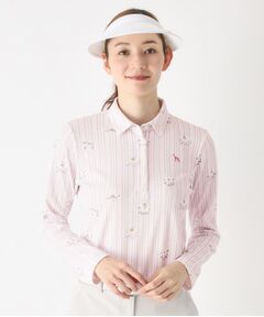 adabat / アダバット ポロシャツ | ストライプフラワー長袖ポロシャツ