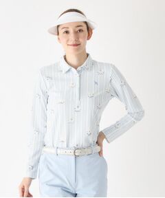 adabat / アダバット ポロシャツ | ストライプフラワー長袖ポロシャツ