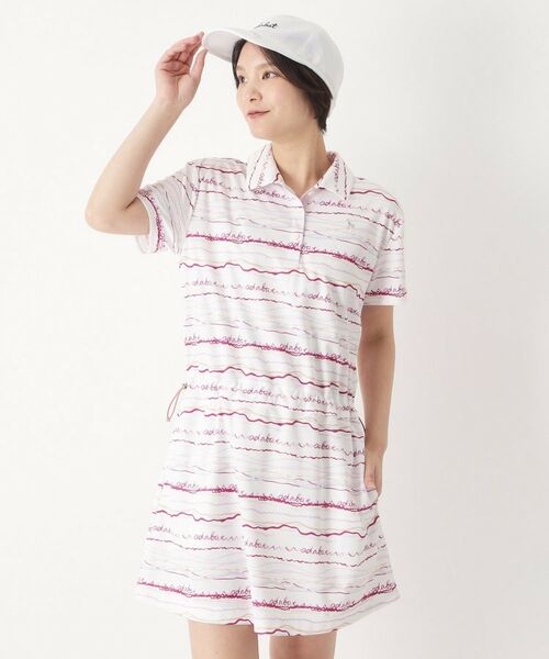 adabat / アダバット ワンピース | クールコアウエイブボーダーワンピース（ピンク(173)）