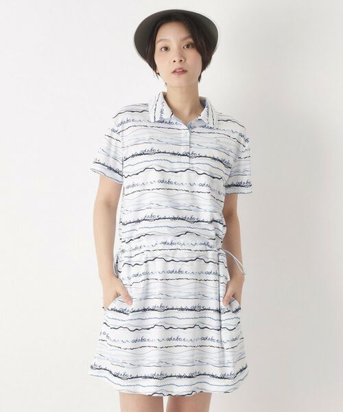 adabat / アダバット ワンピース | クールコアウエイブボーダーワンピース（サックスブルー(190)）