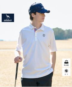 【ADABAT NAVY】吸水速乾/UVカット シャダンカノコエンブレム半袖ポロシャツ