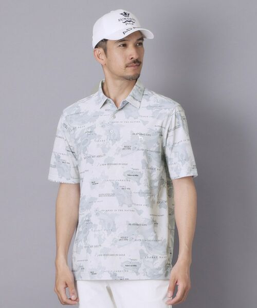 adabat / アダバット ポロシャツ | 【ADABAT NAVY】エアロフォトリンクスプリント半袖ポロシャツ | 詳細1