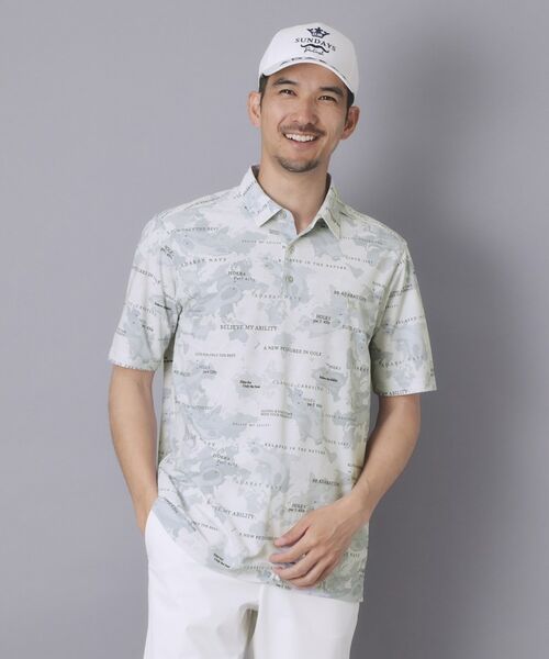 adabat / アダバット ポロシャツ | 【ADABAT NAVY】エアロフォトリンクスプリント半袖ポロシャツ（ライトグレー(111)）