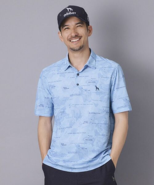 adabat / アダバット ポロシャツ | 【ADABAT NAVY】エアロフォトリンクスプリント半袖ポロシャツ（ブルー(191)）