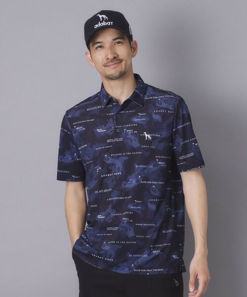 adabat / アダバット ポロシャツ | 【ADABAT NAVY】エアロフォトリンクスプリント半袖ポロシャツ（ネイビー(194)）