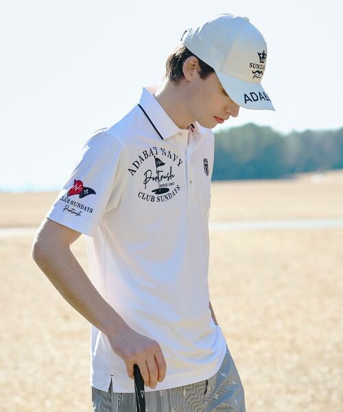 adabat / アダバット ポロシャツ | 【ADABAT NAVY】吸水速乾/UVカット カノコグラフィックロゴ半袖ポロシャツ | 詳細3