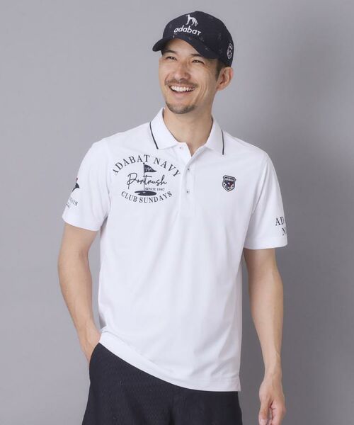 adabat / アダバット ポロシャツ | 【ADABAT NAVY】吸水速乾/UVカット カノコグラフィックロゴ半袖ポロシャツ | 詳細4