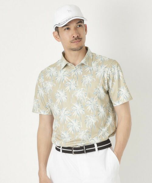 adabat / アダバット ポロシャツ | メッシュヤシプリント半袖ポロシャツ(ライトベージュ(151))