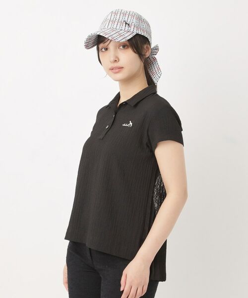 adabat / アダバット ポロシャツ | バックシアー半袖ポロシャツ(ブラック(019))