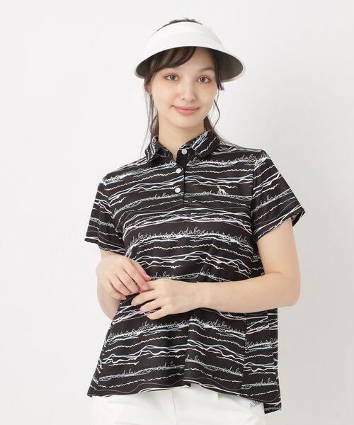 adabat / アダバット ポロシャツ | クールコアウエイブボーダーポロシャツ（ブラック(119)）