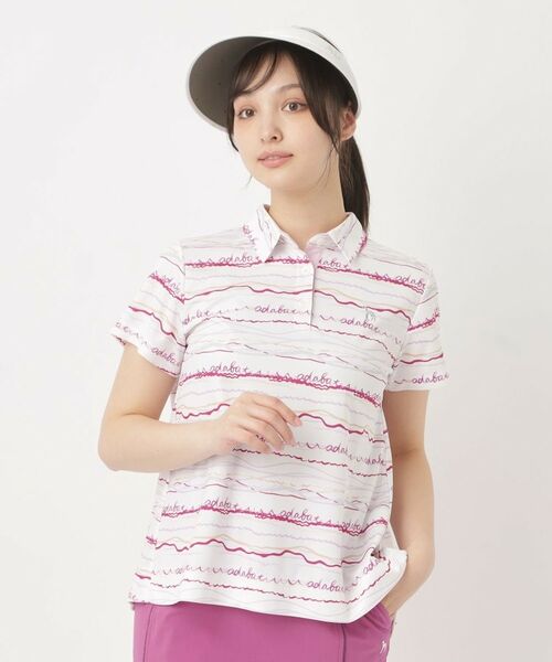 adabat / アダバット ポロシャツ | クールコアウエイブボーダーポロシャツ（ピンク(173)）