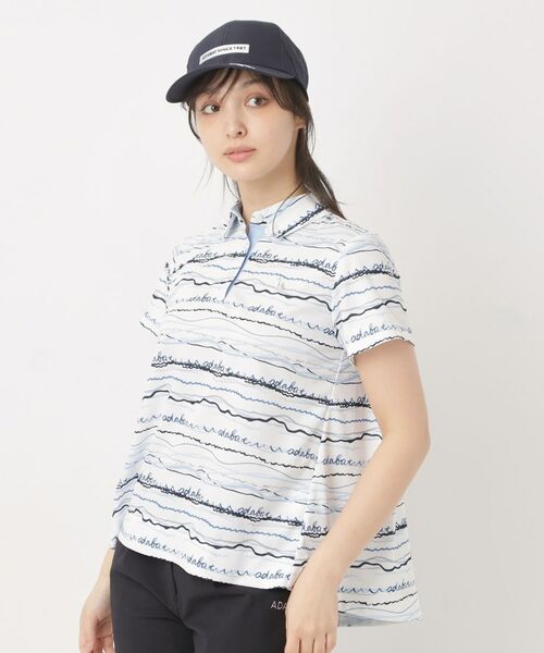 adabat / アダバット ポロシャツ | クールコアウエイブボーダーポロシャツ（サックスブルー(190)）
