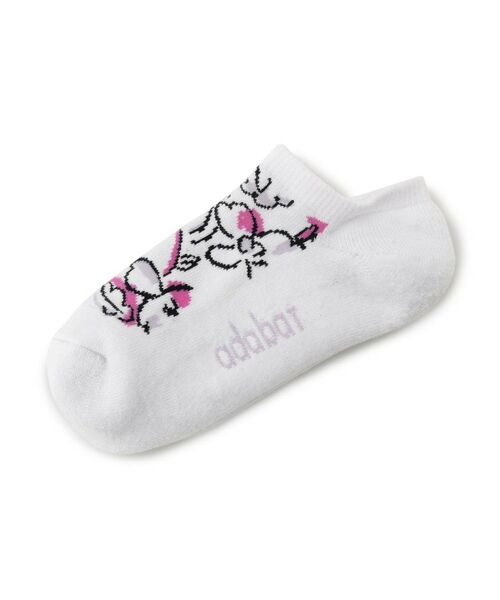 adabat / アダバット ソックス | ラインフラワーショートソックス（ホワイト(101)）
