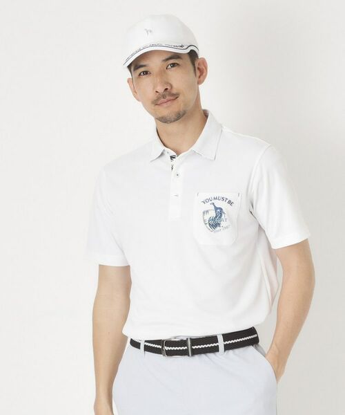 adabat / アダバット ポロシャツ | シャダン衿裏布帛半袖ポロシャツ（ホワイト(001)）