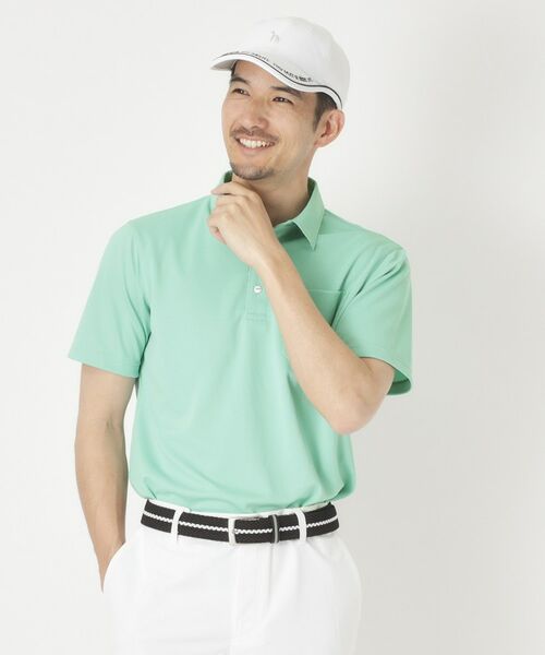 adabat / アダバット ポロシャツ | シャダン衿裏布帛半袖ポロシャツ（ミントグリーン(021)）