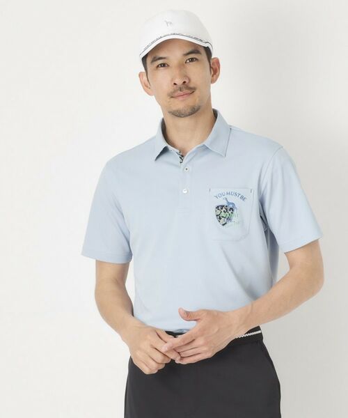 adabat / アダバット ポロシャツ | シャダン衿裏布帛半袖ポロシャツ（ブルー(091)）