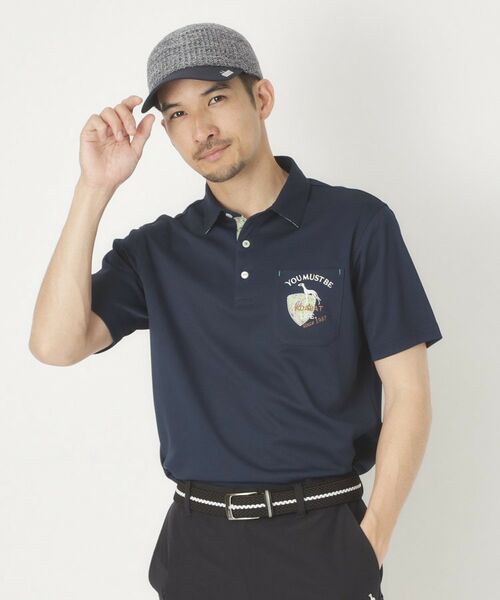 adabat / アダバット ポロシャツ | シャダン衿裏布帛半袖ポロシャツ（ネイビー(094)）