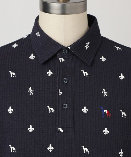 adabat / アダバット ポロシャツ | 【ADABAT NAVY】モノグラムサッカー半袖ポロシャツ | 詳細14