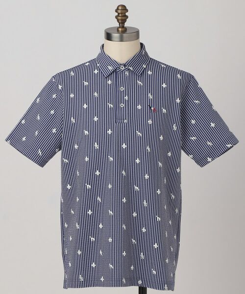 adabat / アダバット ポロシャツ | 【ADABAT NAVY】モノグラムサッカー半袖ポロシャツ | 詳細5