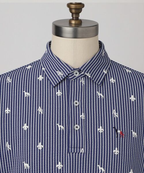 adabat / アダバット ポロシャツ | 【ADABAT NAVY】モノグラムサッカー半袖ポロシャツ | 詳細7