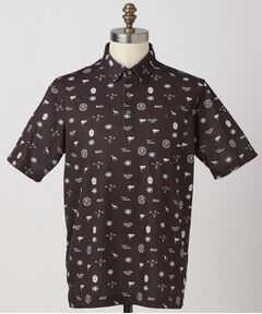 adabat / アダバット ポロシャツ | 【ADABAT NAVY】シャダンモノグラムプリント半袖ポロシャツ