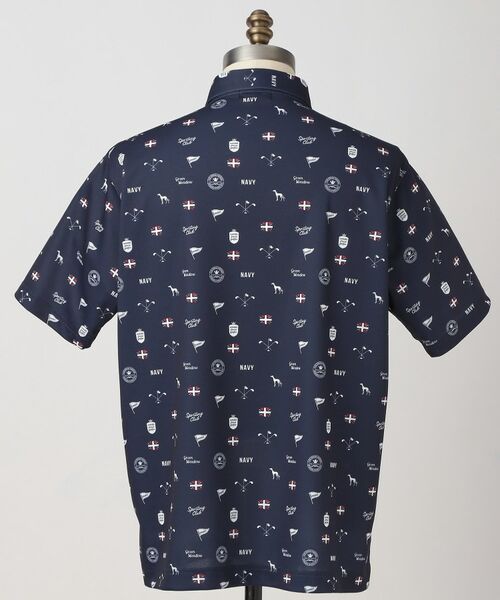 adabat / アダバット ポロシャツ | 【ADABAT NAVY】UVケア/吸水速乾 シャダンモノグラムプリント半袖ポロシャツ | 詳細14