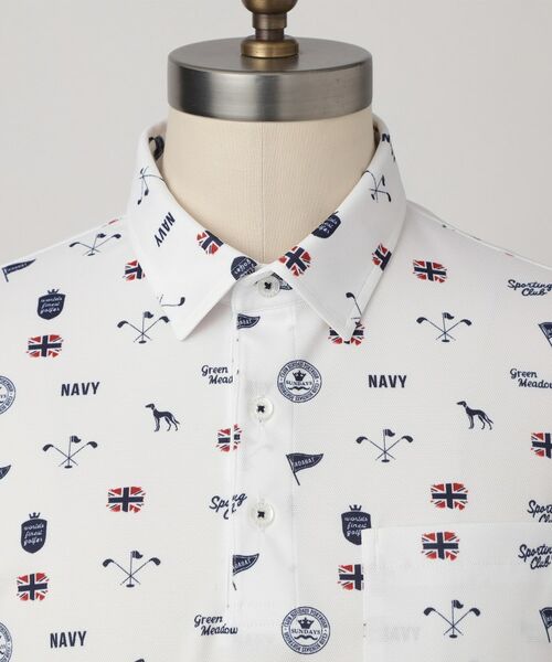adabat / アダバット ポロシャツ | 【ADABAT NAVY】シャダンモノグラムプリント半袖ポロシャツ | 詳細3