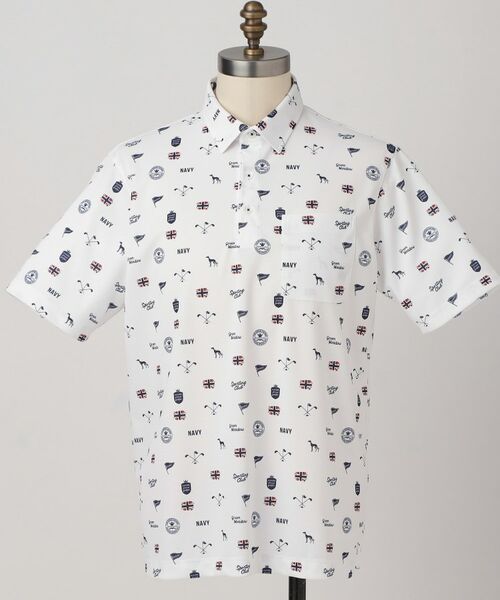 adabat / アダバット ポロシャツ | 【ADABAT NAVY】シャダンモノグラムプリント半袖ポロシャツ（ホワイト(101)）
