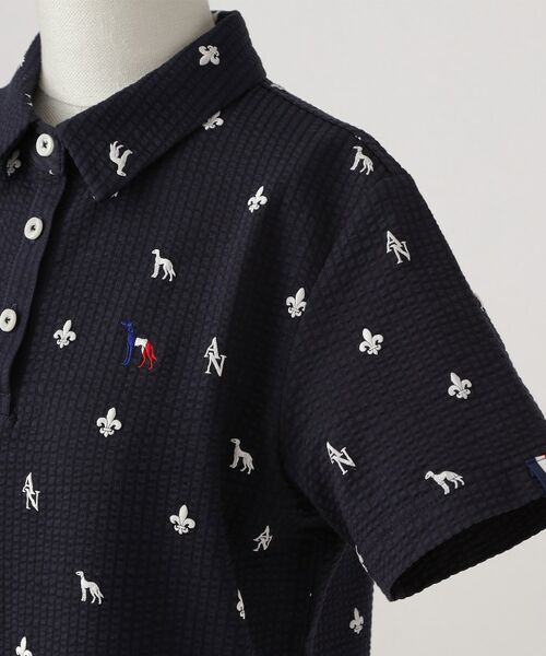 adabat / アダバット ポロシャツ | 【ADABAT NAVY】モノグラムサッカー半袖ポロシャツ | 詳細4