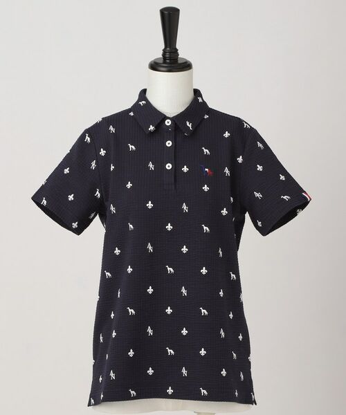 adabat / アダバット ポロシャツ | 【ADABAT NAVY】モノグラムサッカー半袖ポロシャツ(ブルー(093))
