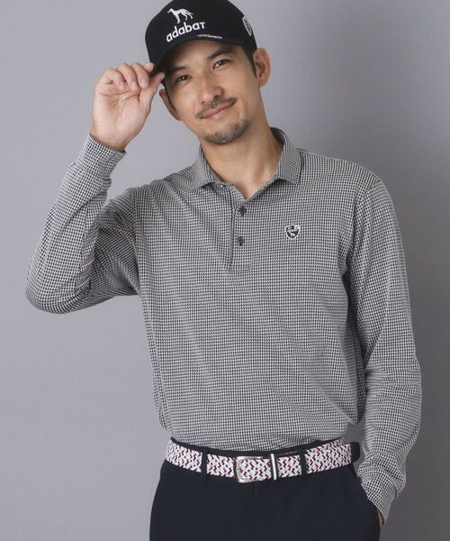 adabat / アダバット ポロシャツ | 【ADABAT NAVY】トゥースチェックジャカード長袖ポロシャツ | 詳細1