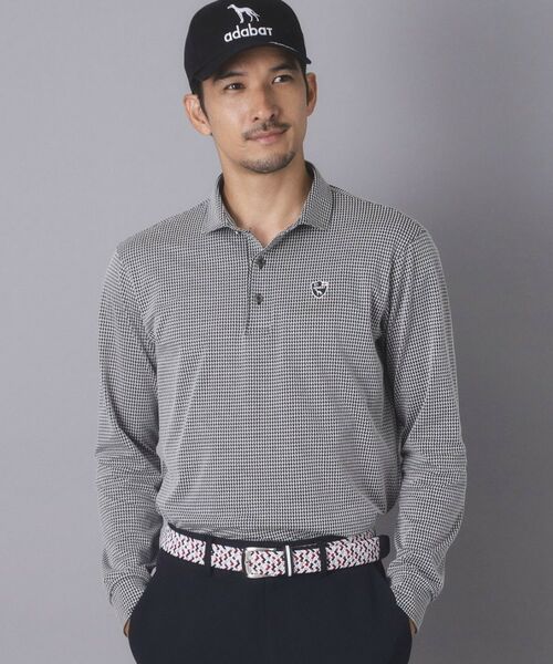 adabat / アダバット ポロシャツ | 【ADABAT NAVY】トゥースチェックジャカード長袖ポロシャツ(ホワイト(401))